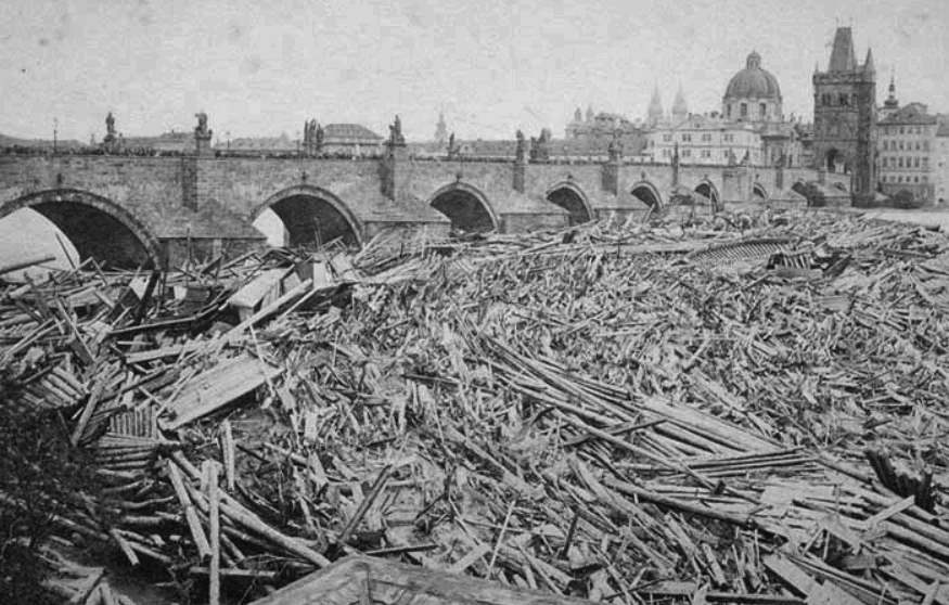 Charles Bridge during flood