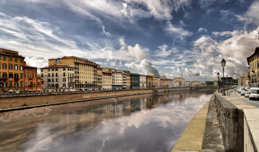 City of Pisa is derived from greek word meaning marshy sands