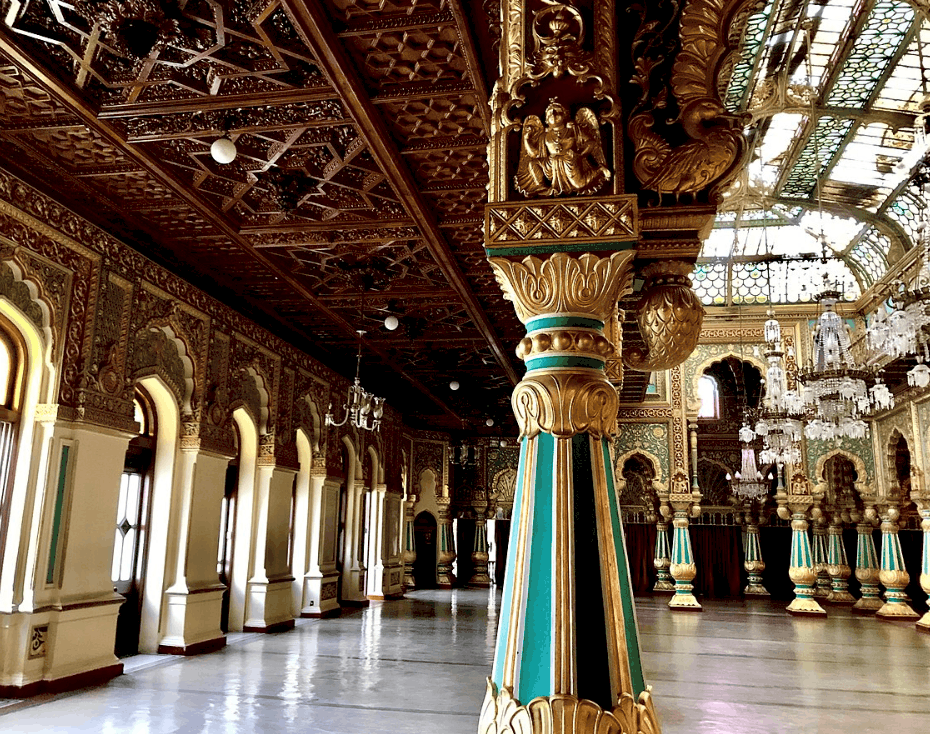 Corridor and hall inside of Mysore Palace