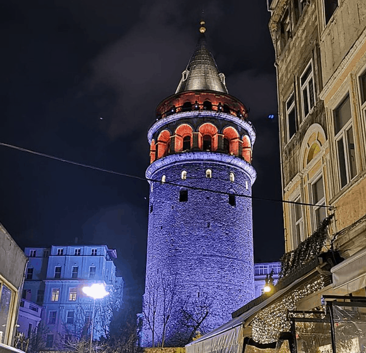 galata tower at night