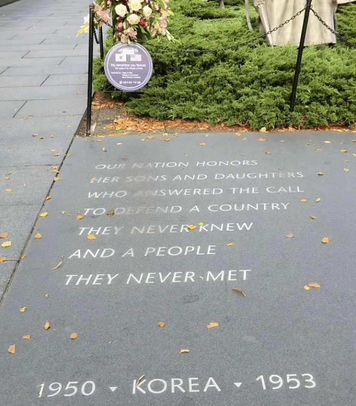 Korean War Veterans Memorial plaque