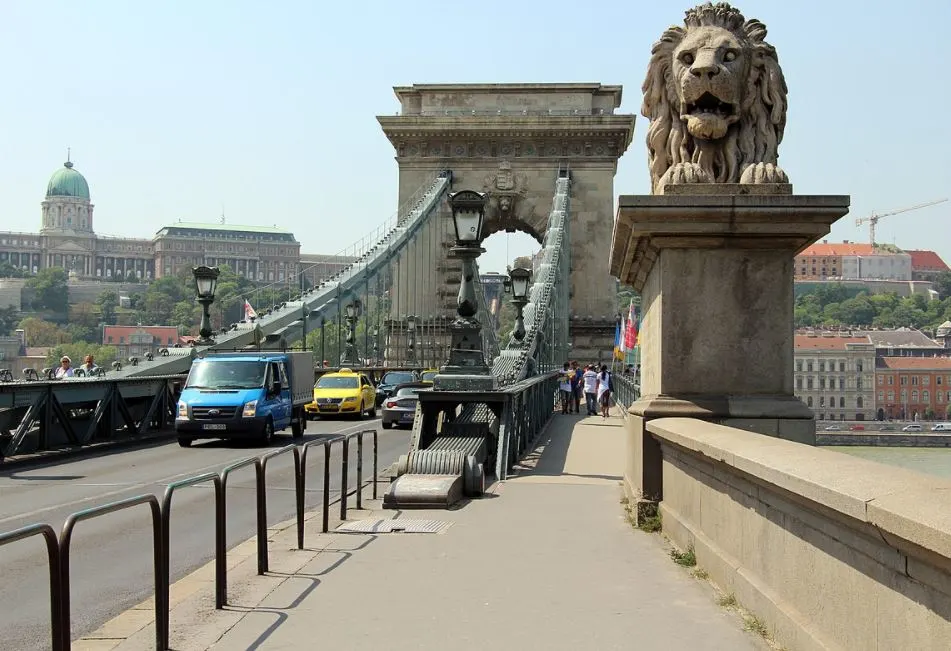lion near bridge in budapest