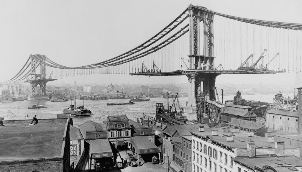 Manhattan Bridge construction 1909