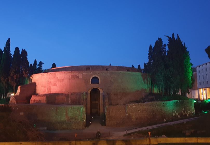 mausoleum of augustus at night