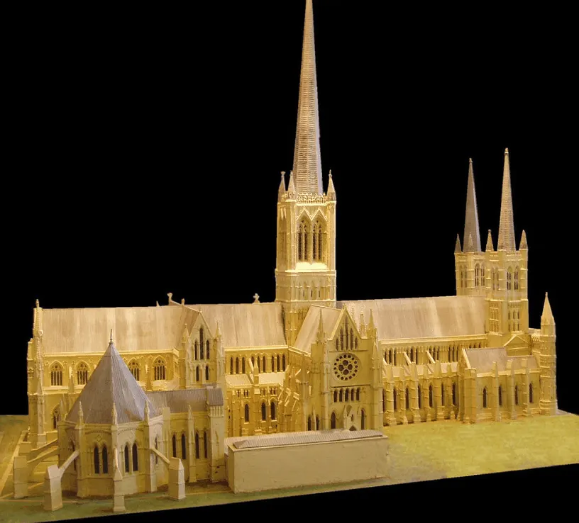 Model of Lincoln Cathedral with spires