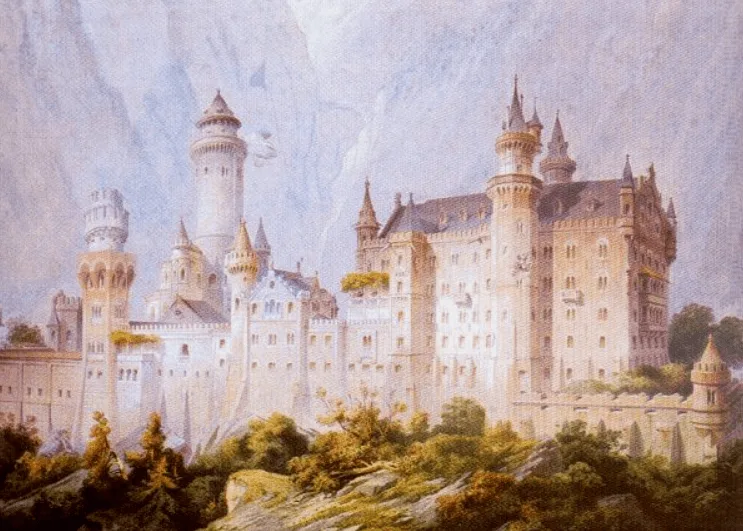 Neuschwanstein Castle drawing 1869