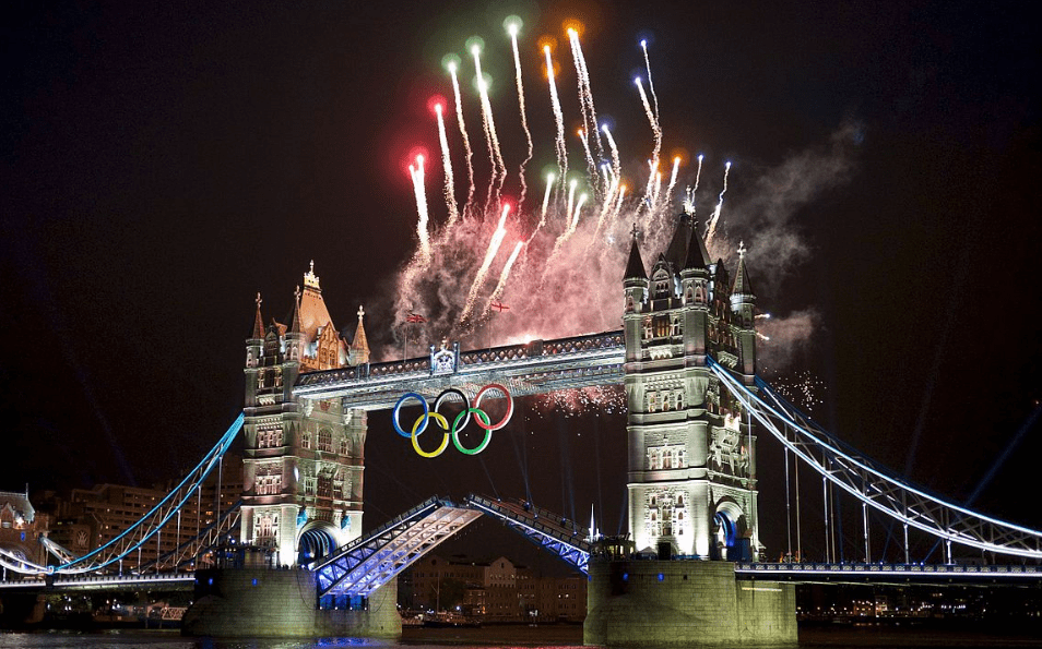 olympic rings on tower bridge