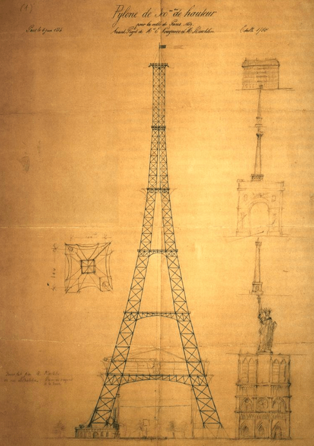 Original drawing of the Eiffel Tower