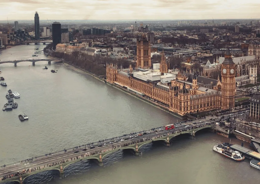 Victoria Tower and palace of Westminster aerial