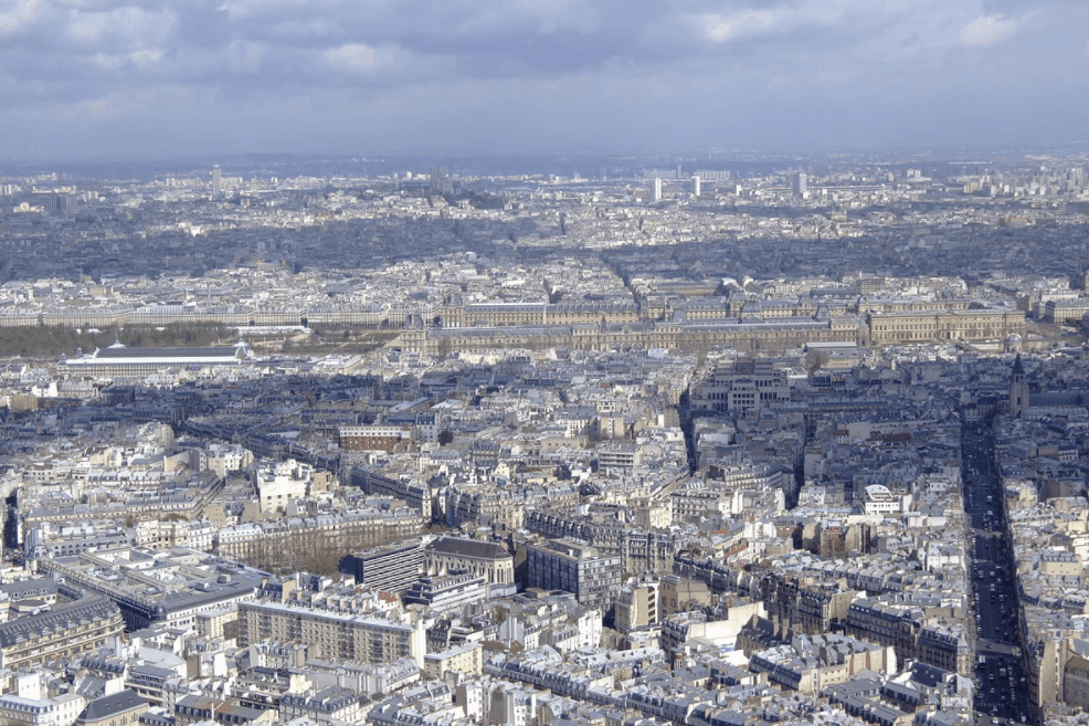 View towards historical center of Paris from Tour Montparnasse