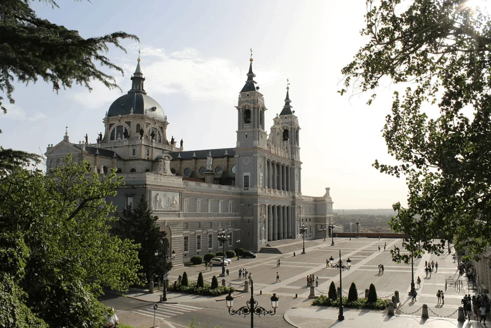 Royal Palace of Madrid plaza and cathedral