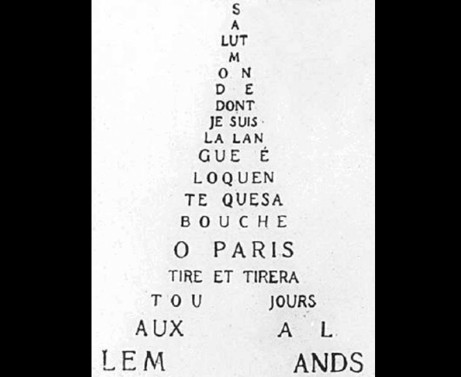 poem in the shape of the eiffel tower