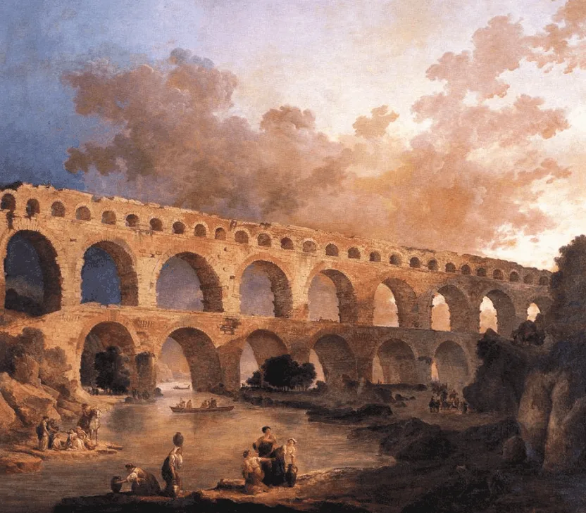 Painting of the pont du gard from 1786.