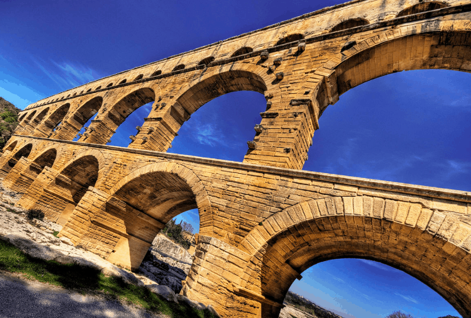 Detail of the stones of the Pont du Gard