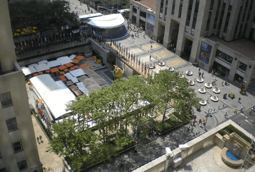 Aerial view of rockefeller plaza
