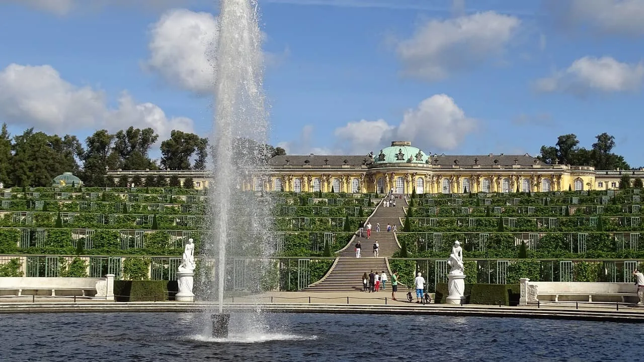 Sanssouci palace vineyard and fountain