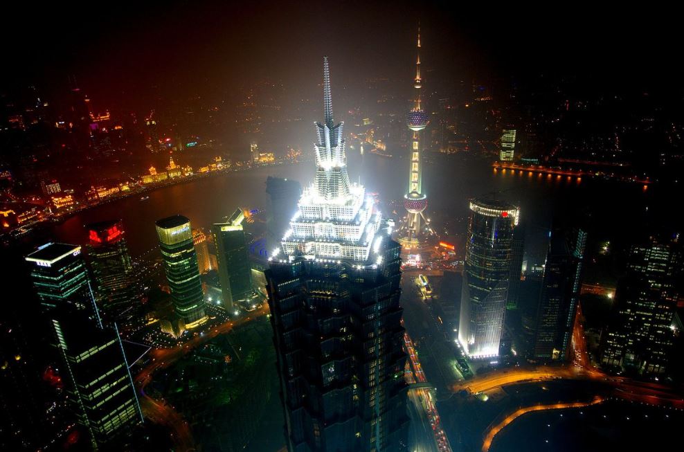 top of jinmao tower at night