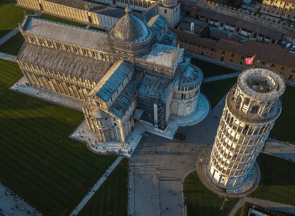 Tower of Pisa aerial view