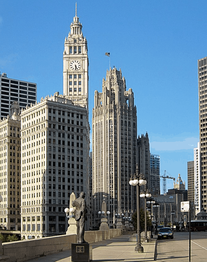 Tribune tower from the street