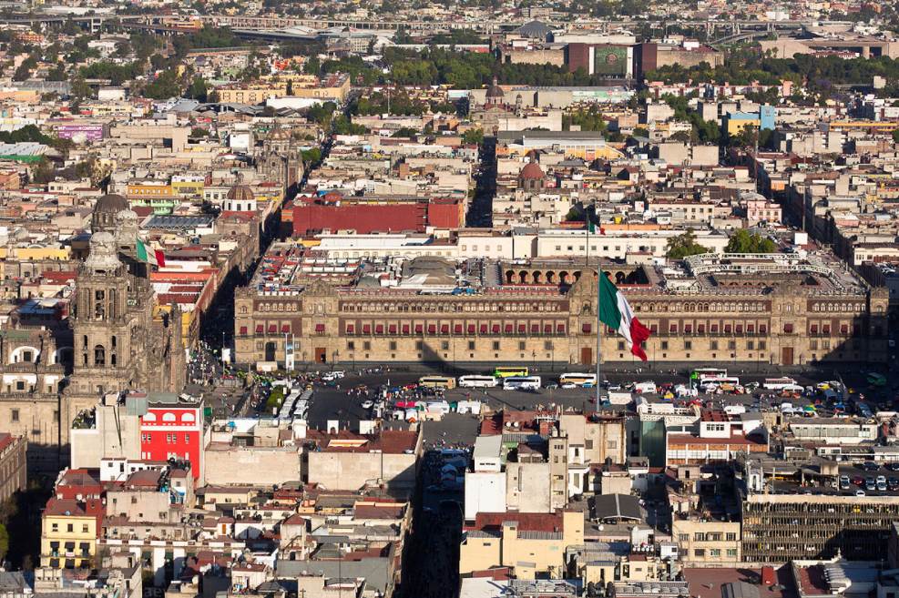Aerial View of the zocalo in Mexico City