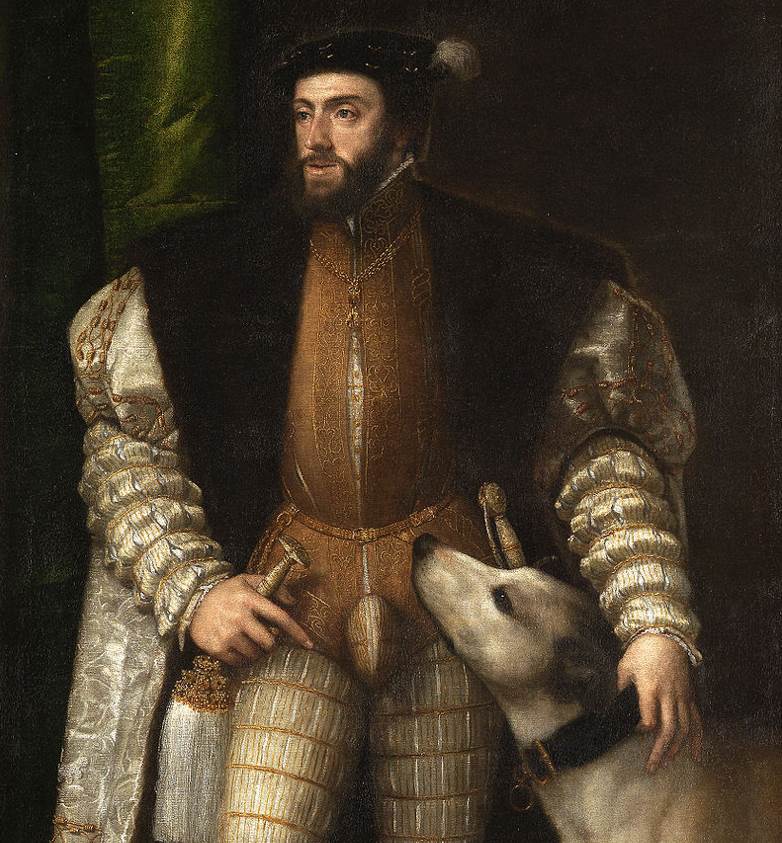 Charles V with a dog by Titian