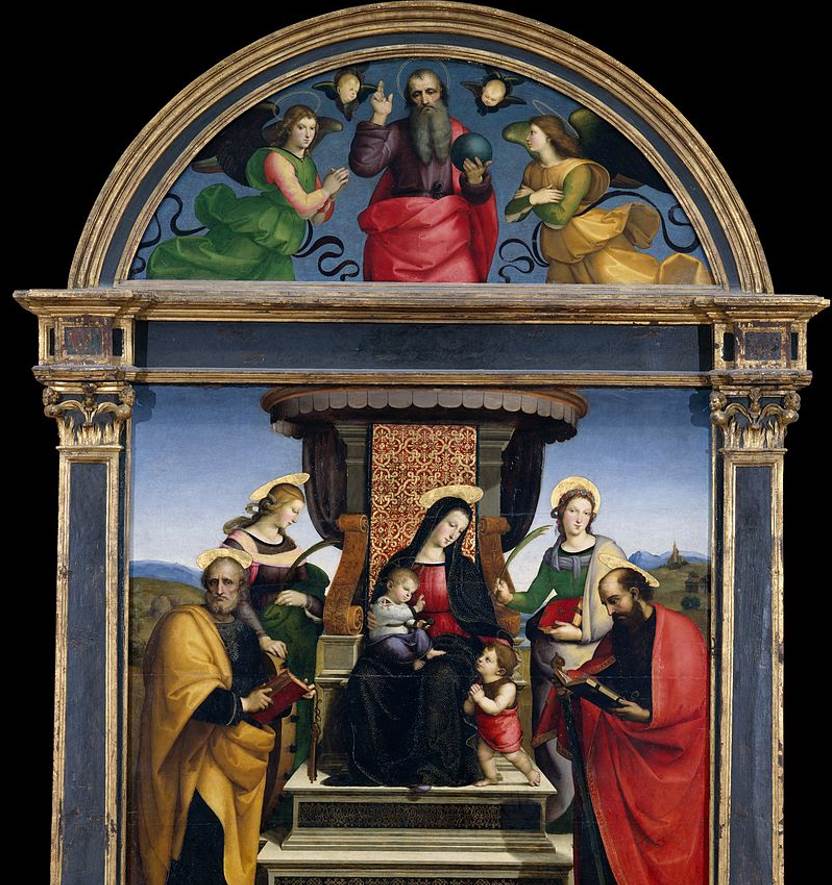 Madonna and Child Enthroned with saints Raphael