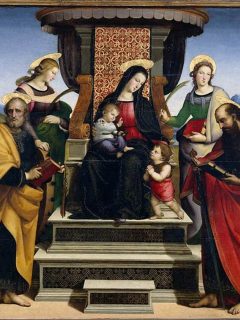 Madonna and Child Enthroned with saints raphael main panel