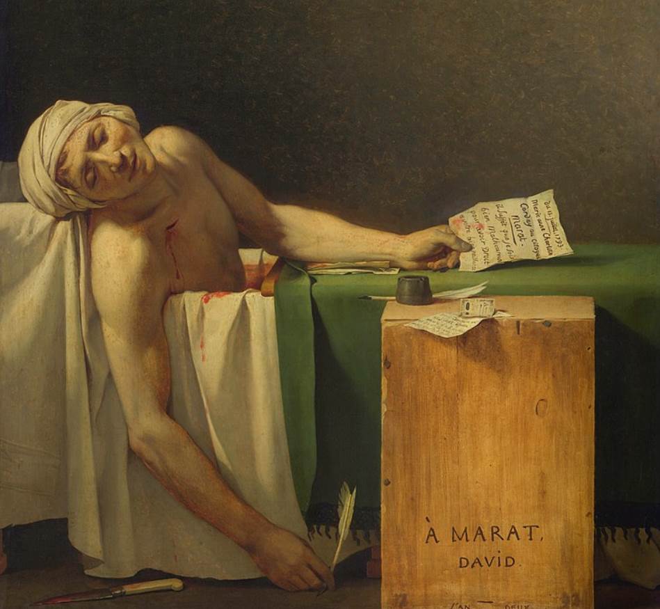 The death of Marat by Jacques Louis David