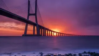 Vasco da Gama bridge at dawn