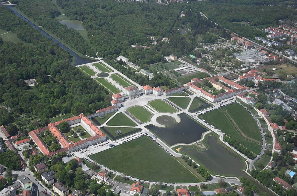 Amalienburg and Nymphenburg palace aerial