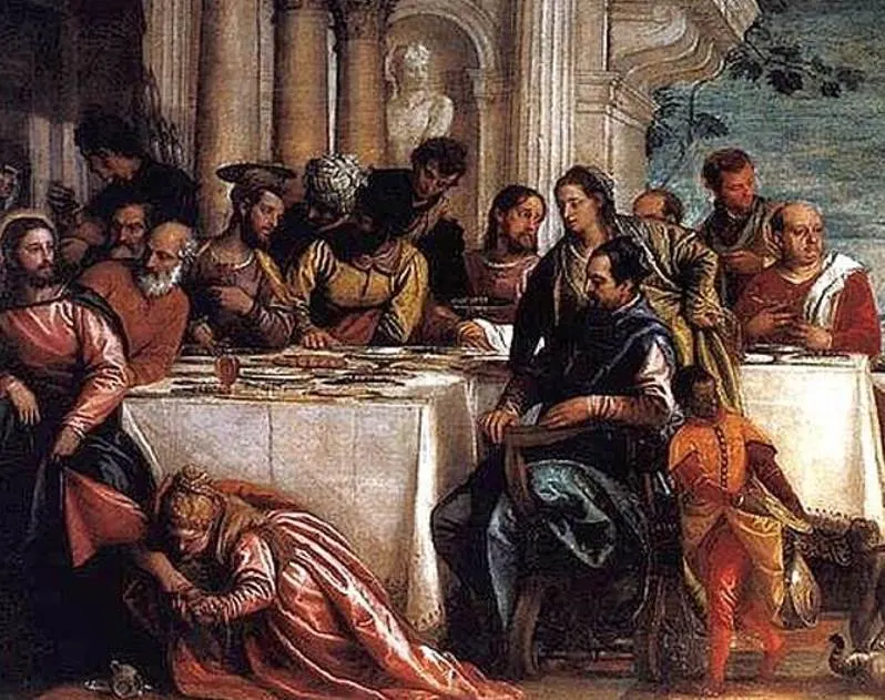 Simon the Pharisee detail of Mary Magdalene