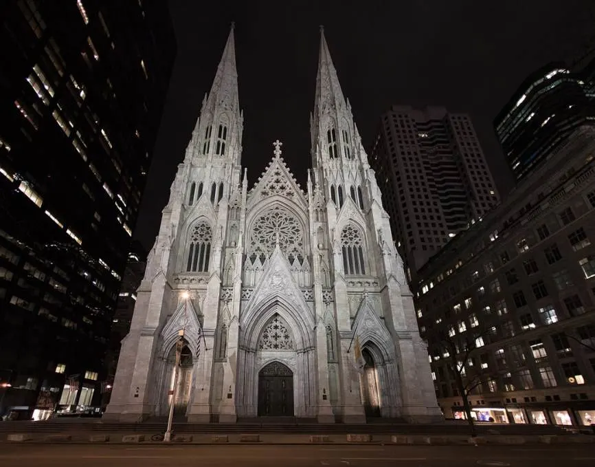 St patricks cathedral at night Gothic Revival architecture