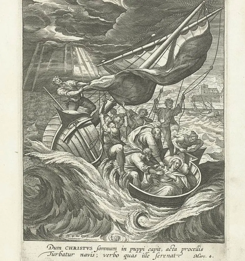 Storm on the sea of Galilee etching