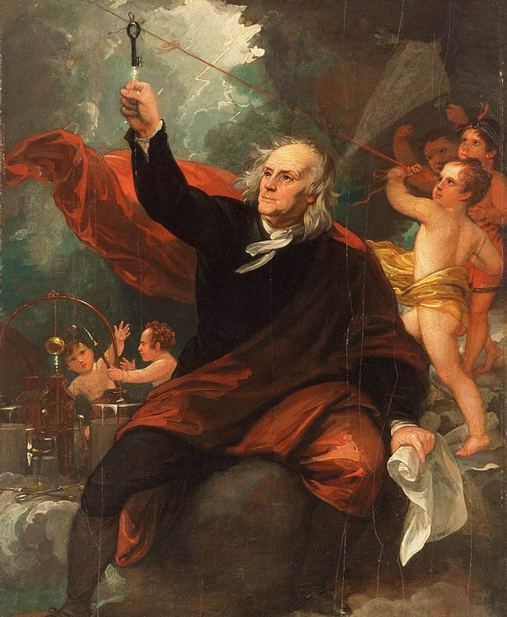 Benjamin Franklin Drawing Electricity from the Sky by Benjamin West