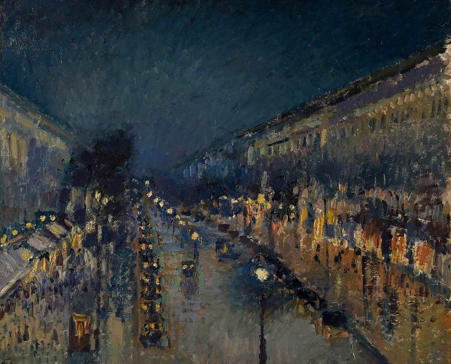 Boulevard Montmartre at Night pissarro