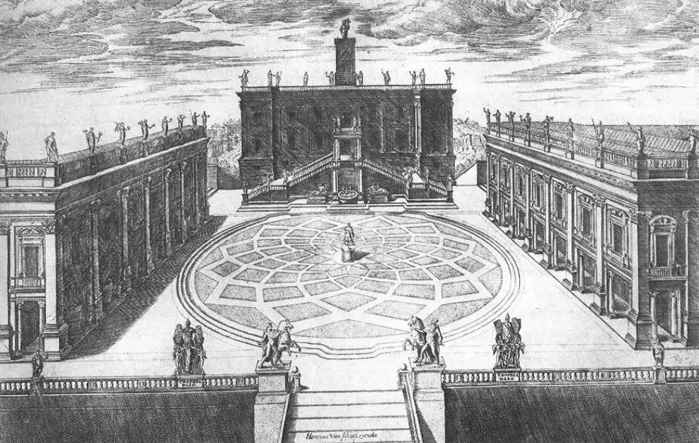 Campidoglio design by Michelangelo engraving