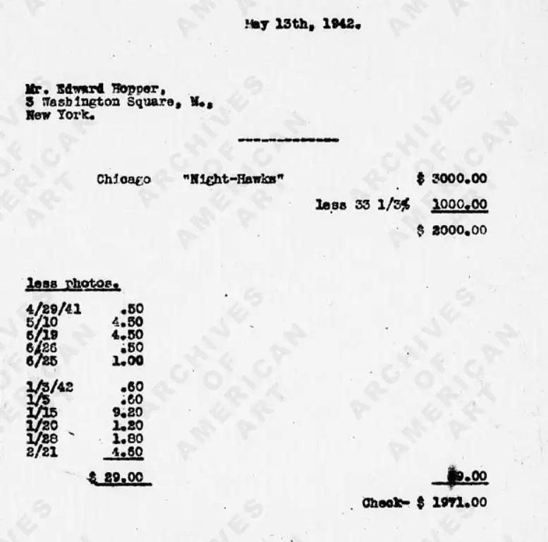 Nighthawks invoice