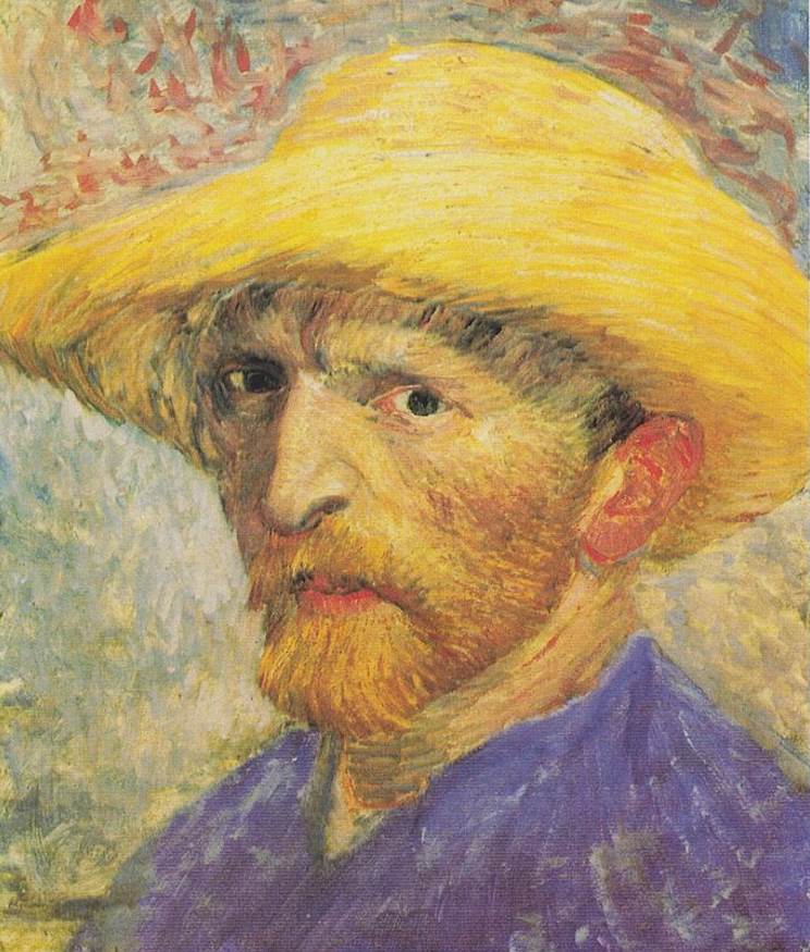 Self Portrait with a straw hat van gogh detroit