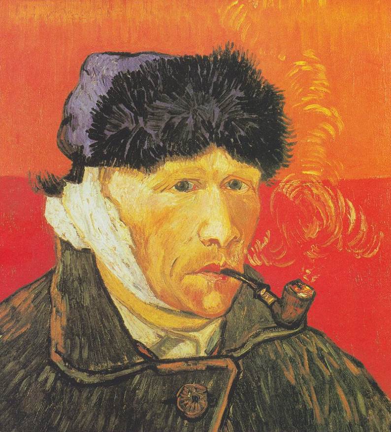 Self-portrait with Bandaged Ear and pipe van gogh