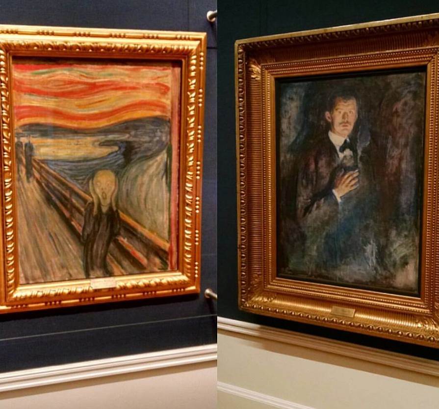 The Scream and self portrait of Edvard Munch