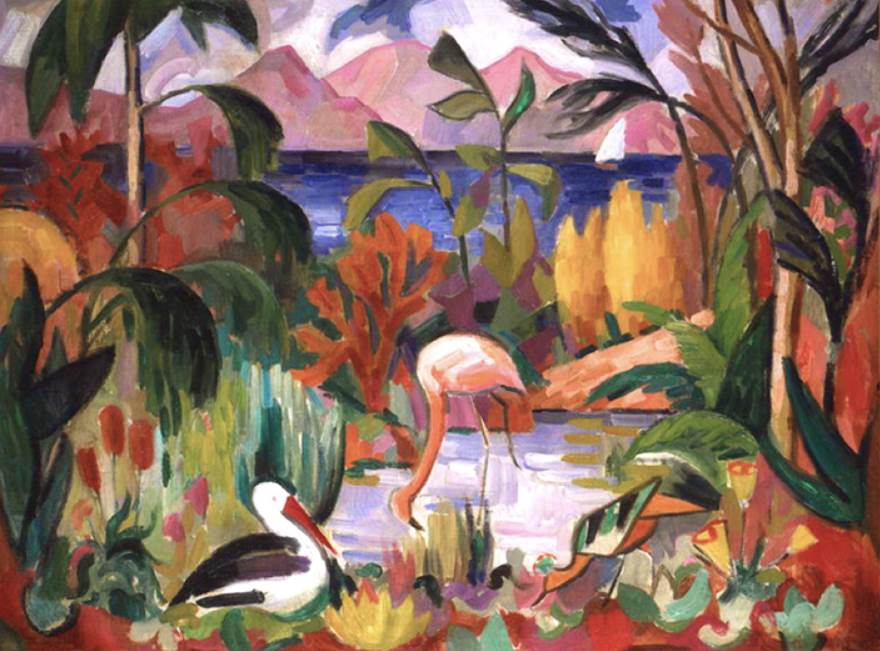 Colored Landscape with Aquatic Birds by Jean Metzinger