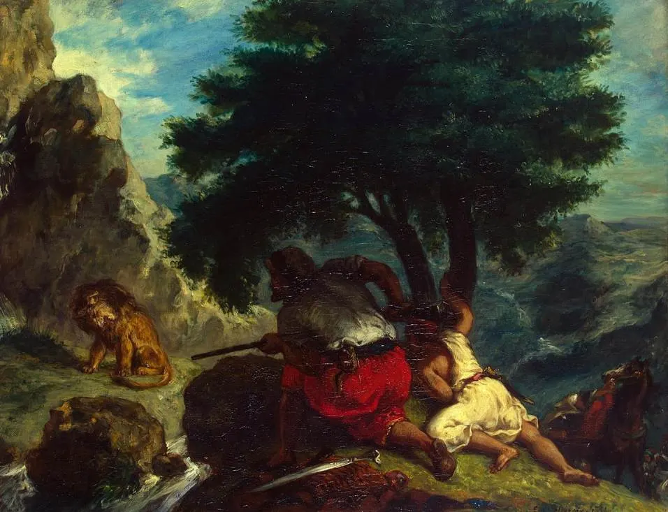 Eugène Delacroix - Lion Hunt in Morocco