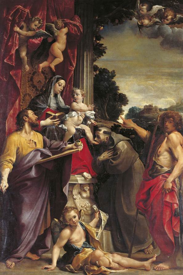 Madonna Enthroned with St Matthew Carracci