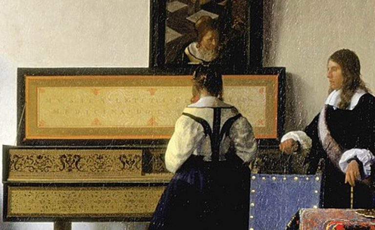 The Music Lesson Vermeer Incription On Virginal 768x471 