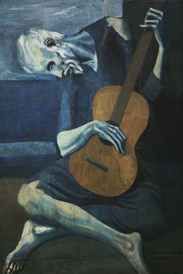 The Old Guitarist Pablo Picasso Expressionist painting