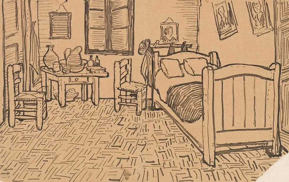 Bedroom in Arles Sketch 1