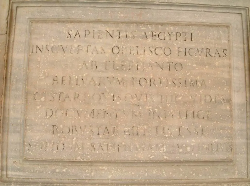 Elephant and Obeslisk inscription