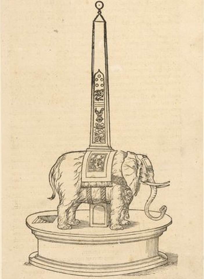 Elephant and obelisk drawing