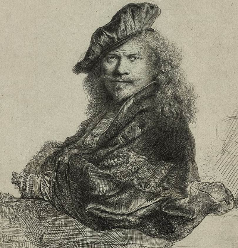 Self-portrait leaning on a Sill by Rembrandt