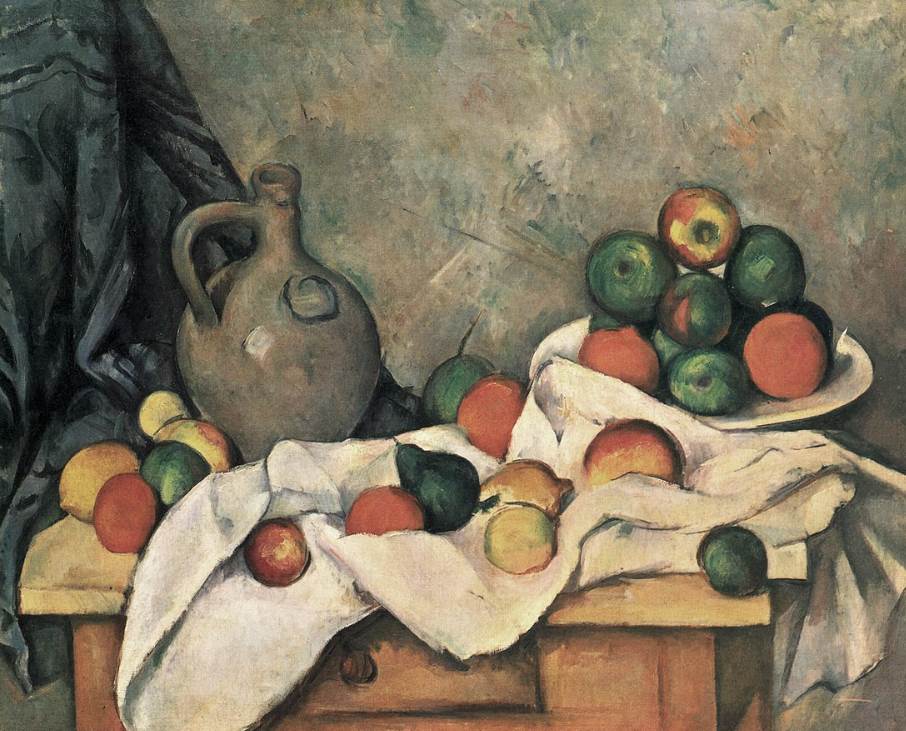 Still Life, Drapery, Pitcher, and Fruit Bowl by Paul Cézanne